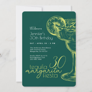 30. Geburtstag Modern Green Margarita Fiesta Einladung