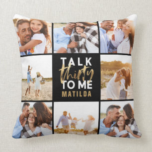 30. Geburtstag modernes Multi-Foto-Goldskript Kissen