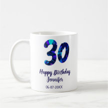 30. Geburtstag Name Datum Jahr blau funkelnd