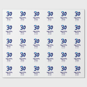 30. Geburtstag Name Datum Jahr blau glänzend Geschenkpapier