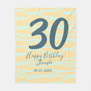 30. Geburtstag Name Datum Jahr gelb blau Paste Fleecedecke