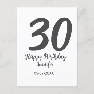 30. Geburtstag Name Datum Jahr Schwarz Vorlage Postkarte