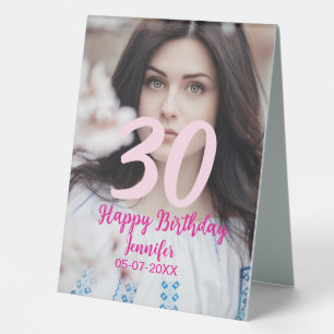 30. Geburtstag Name Datum Jahr weiß Foto Tischaufsteller