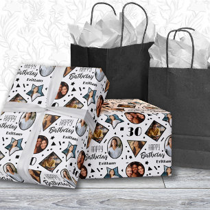 30. Geburtstag Name Foto-Verpackungspapier Geschenkpapier