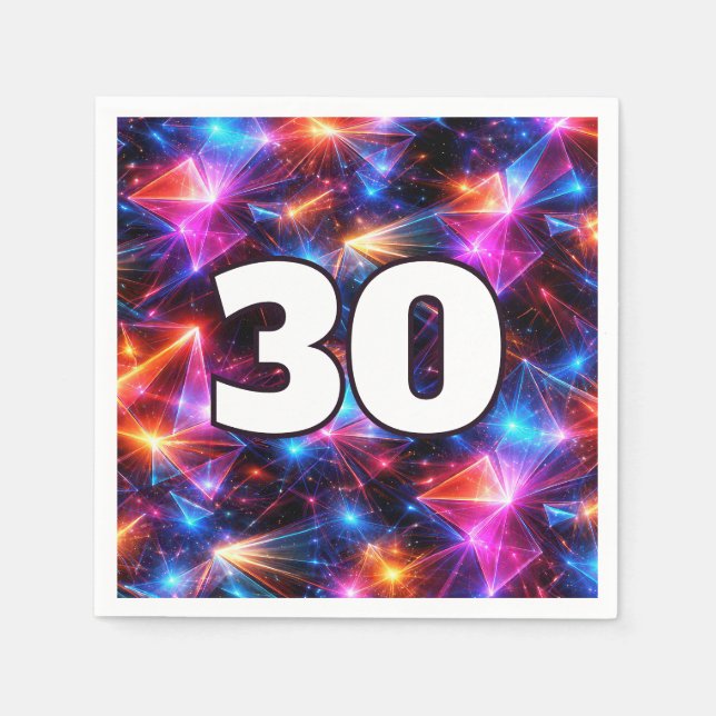 30. Geburtstag Neon-Polygon-Abstrakt  Serviette (Vorderseite)