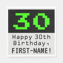 30. Geburtstag - Nerdy / Geeky Style "30" & Name Serviette