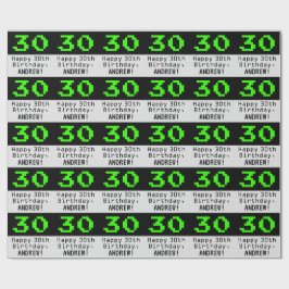 30. Geburtstag - Nerdy / Geeky Style "30" und Name Geschenkpapier