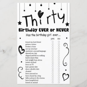 30. Geburtstag, oder nie Spiel