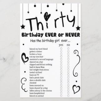 30. Geburtstag, oder nie Spiel