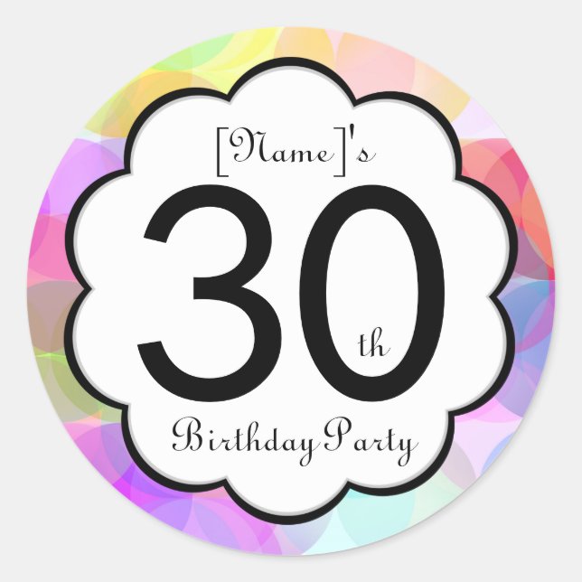 30. Geburtstag Party Aufkleber (Vorderseite)