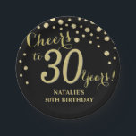30. Geburtstag Party Black and Gold Diamond Pappteller<br><div class="desc">30. Geburtstag Party Black and Gold Diamond Paper Plate</div>