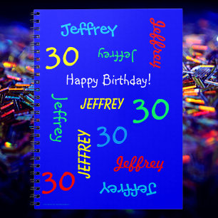30. Geburtstag Party Blue Gast Book, Name, Spiral Notizblock