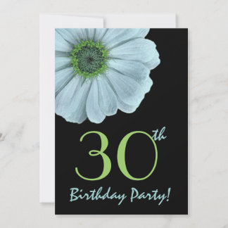 30. Geburtstag Party Blue und Green Daisy V200 Einladung
