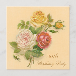 30. Geburtstag Party Chic Vintage Rose Einladung