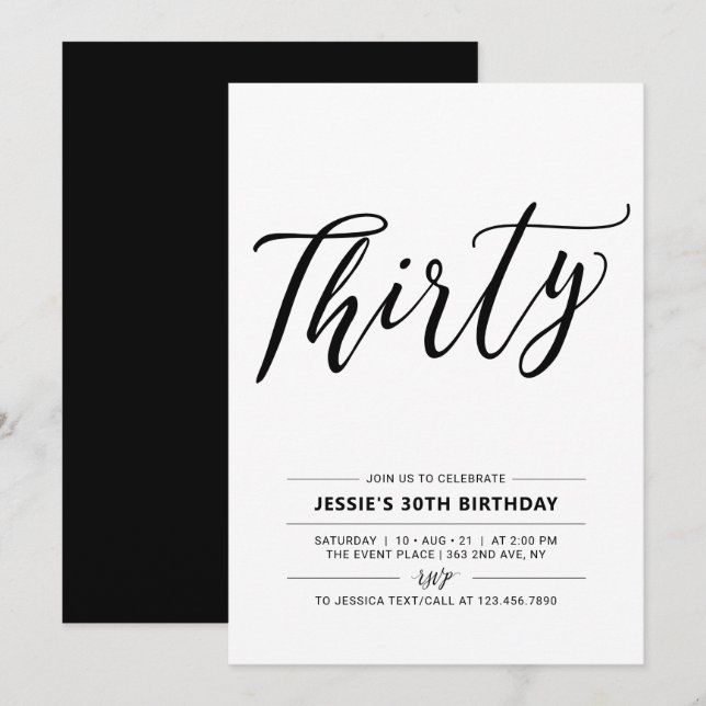 30. Geburtstag Party Einladung (Vorne/Hinten)