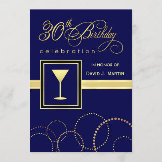 30. Geburtstag Party Einladungen - Blue & Gold