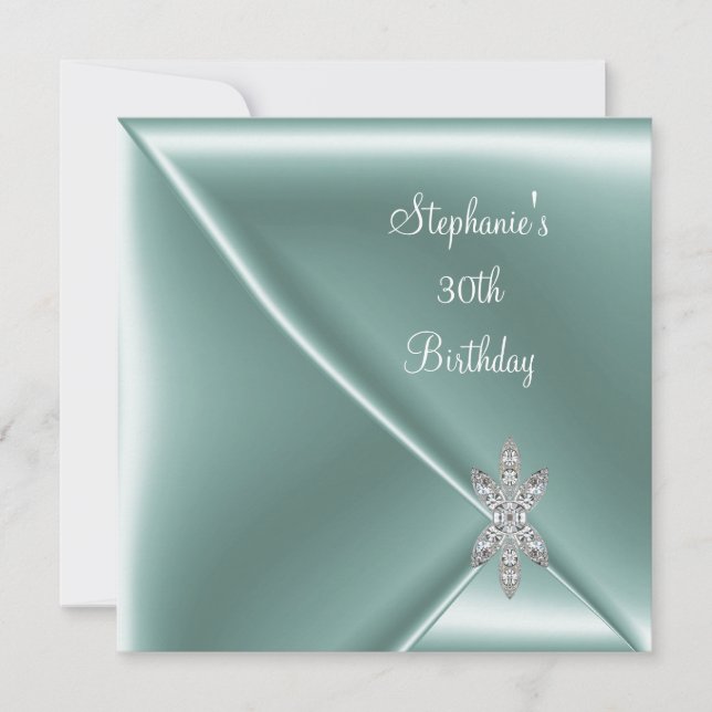 30. Geburtstag Party Elegant Mint Green Jewel Einladung (Vorderseite)