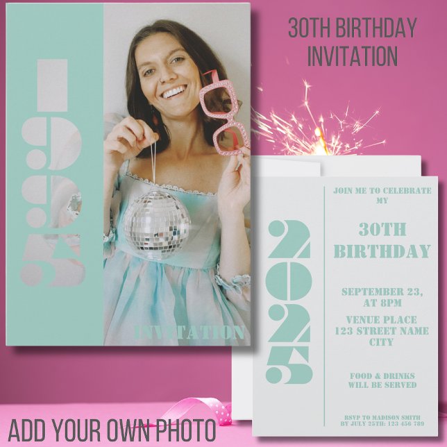 30. Geburtstag Party Foto geboren 1995 Einladung (Von Creator hochgeladen)