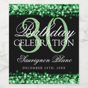 30. Geburtstag Party Glitzern Minze Wein Weinetikett