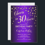 30. Geburtstag Party - Gold Lila Einladung<br><div class="desc">Party Einladung zum 30. Geburtstag für Damen oder Herren. Elegante lila und goldene Einladungskarte mit Skript-Schriftart und Konfetti. Feiert bis 30 Jahre! Ideal für einen stilvollen Meilenstein Erwachsenengeburtstag.</div>