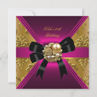 30. Geburtstag Party Gold Rich Royal Black Pink Einladung