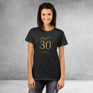 30. Geburtstag Party Gold Script Black T-Shirt