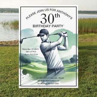 30. Geburtstag Party Golfer Erwachsene Par Sports  Einladung