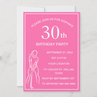 30. Geburtstag Party Golfer Pink Ladys Golf Par Einladung