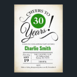 30. Geburtstag Party - Grün Schwarz-weiß Einladung<br><div class="desc">30. Geburtstagsfeier Party Einladung in Grün Weiß Schwarz mit Retro-cremigem Hintergrund. Feiert bis 30 Jahre! Kann in jedes Jahr personalisiert werden. Bitte schreiben Sie mir,  wenn Sie weitere Anpassungen benötigen.</div>
