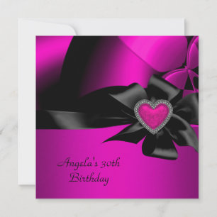 30. Geburtstag Party Hot Pink Silver Abstrakt Blac Einladung
