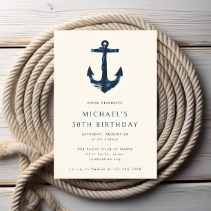 30. Geburtstag Party Navy Blue Nautical Anchor Einladung