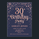 30. Geburtstag Party - Navy & Rose Gold Einladung<br><div class="desc">30. Geburtstag Party Einladung. Elegantes Design in Marineblau und Imitat Glitzer Rose Gold. Features stilvolle Skript-Schriftart und Konfetti. Nachricht,  wenn du ein Alter brauchst.</div>