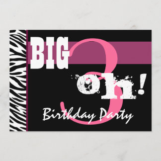 30. Geburtstag Party Pink Zebra und Stars W289 Einladung