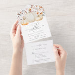 30. Geburtstag Party Pumpkin Herbstlaub All In One Einladung<br><div class="desc">Rett mit diesem alles in einer Geburtstagseinladung Geld im Stil,  ohne dabei irgendeinen Stil zu opfern. Sie können den Umschlag und die rsvp-Karte überspringen. Im Herbst dieses Jahres laden 3 weiße Kürbisse,  umgeben von Herbstlauben,  Beeren und Wildblumen,  zum Geburtstag ein. Die elegante Aquarellgestaltung wird durch moderne Kalligraphie ergänzt.</div>