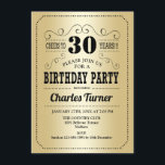 30. Geburtstag Party - Retro Gold Black Einladung<br><div class="desc">30. Geburtstag Party Einladung. Elegantes Retro-Imitat mit Goldfolie und schwarzem Design. Kann in jedem Alter angepasst werden!</div>