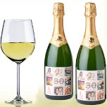 30. Geburtstag Party Rose Gold Rosa Foto Collage<br><div class="desc">Ein Flaschenetikett für ein 30. Party,  das ihr Leben mit einer Collage von 8 deiner Fotos feiert. Personalisieren und fügen Sie einen Namen,  Alter 30 und ein Datum. Geburtsdatum oder Geburtsdatum des Party. Graue und dunkle Rose goldfarbene Buchstaben. Eine gürtliche und feminine Rose mit goldfarbenem Hintergrund.</div>