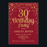 30. Geburtstag Party - Rot & Gold Einladung<br><div class="desc">30. Geburtstag Party Einladung. Elegantes Design in Rot und Imitat Glitzer Gold. Features stilvolle Skript-Schriftart und Konfetti. Nachricht,  wenn du ein Alter brauchst.</div>