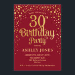 30. Geburtstag Party - Rot & Gold Einladung<br><div class="desc">30. Geburtstag Party Einladung. Elegantes Design in Rot und Imitat Glitzer Gold. Features stilvolle Skript-Schriftart und Konfetti. Nachricht,  wenn du ein Alter brauchst.</div>