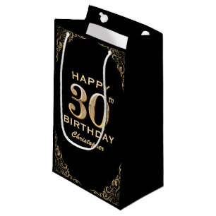 30. Geburtstag Party Schwarz und Gold Glitzer Rahm Kleine Geschenktüte