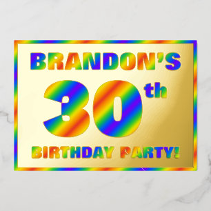 30. Geburtstag Party — Spaß, Regenbogenspektrum "3 Folieneinladung