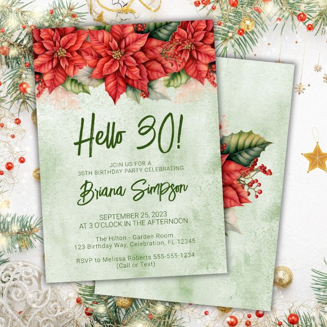 30. Geburtstag Party Weihnachten Poinsettia Einladung (Von Creator hochgeladen)