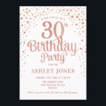 30. Geburtstag Party - Weiß & Rose Gold Einladung<br><div class="desc">30. Geburtstag Party Einladung. Elegantes Design in Weiß,  Rosa und Imitat Glitzer Rose Gold. Features stilvolle Skript-Schriftart und Konfetti. Nachricht,  wenn du ein Alter brauchst.</div>