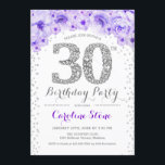 30. Geburtstag Party - Weißes Silber Lila Einladung<br><div class="desc">30. Geburtstag Party Einladung Elegantes Design in Imitate Glitzer silber,  lila und weiß. Stilvolle Blumeneinladung mit Diamanten und Rose. Ideal für eine gläserne Feier. Bitte schreiben Sie mir,  wenn Sie weitere Anpassungen benötigen.</div>