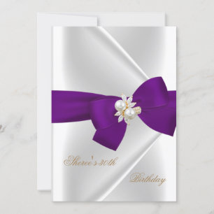 30. Geburtstag Party White Pearl Jewel Lila Bow Einladung