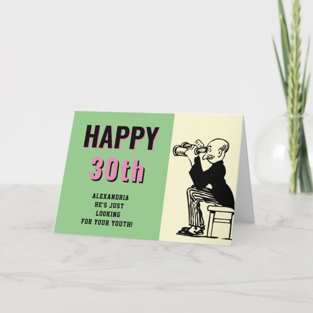 30. Geburtstag Personalisiert Retro Funny Cartoon Karte (Vorderseite)