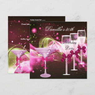 30. Geburtstag Pink Martini Champagner Einladung