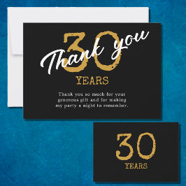 30. Geburtstag Retro Schwarz und Gold Dankeskarte