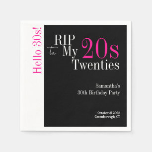 30. Geburtstag RIP 20 Hallo 30er Party Black Pink Serviette