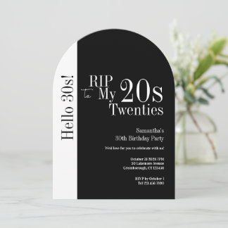30. Geburtstag RIP 20er Hallo 30er Party Schwarz W Einladung