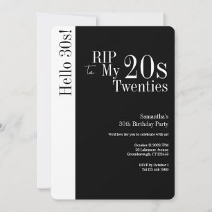 30. Geburtstag RIP 20er Hallo 30er Party Schwarz W Einladung